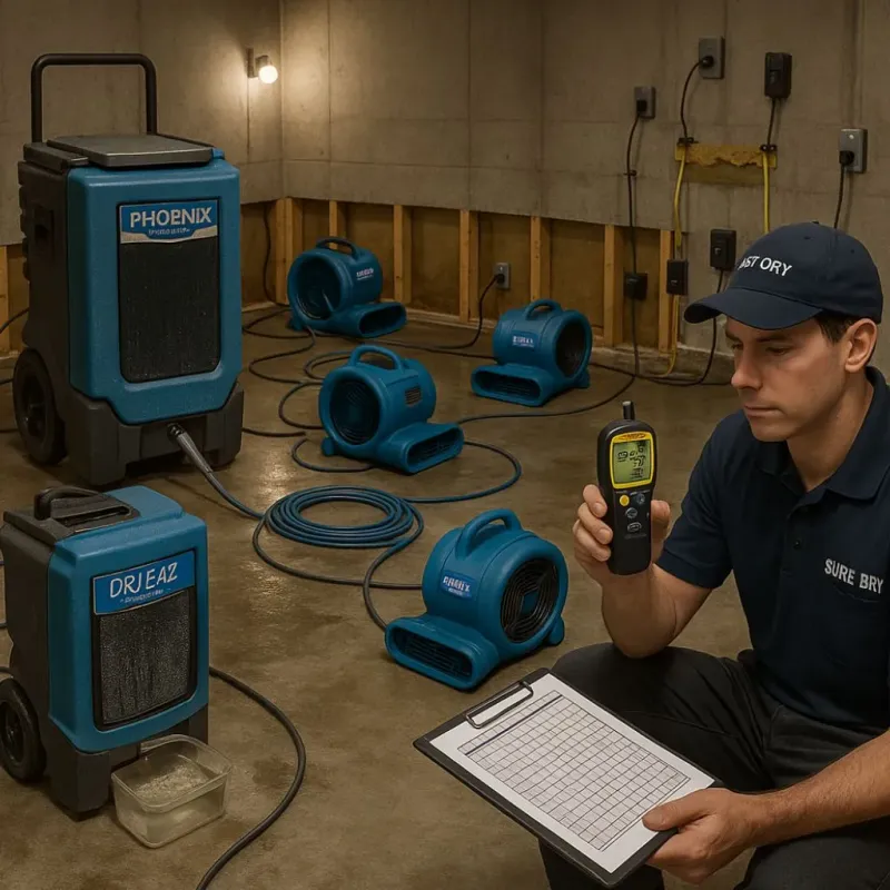 Structural Drying and Dehumidification process in Tilden, TX